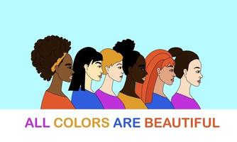 Kein Rassismus-Konzept Frauen verschiedener Nationalitäten Vektor-Illustration vektor