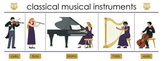 klassisch Musik- Instrumente Infografiken vektor