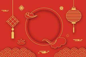 rot Karte mit traditionell Chinesisch Muster vektor