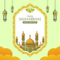 glücklich islamisch Neu Jahr Banner Grillen Karte Vorlage Vektor Design