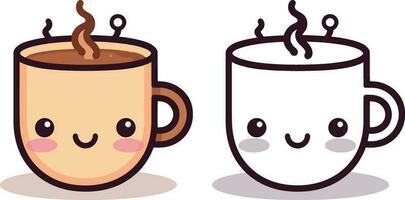 kawaii Kaffee Tasse Vektor Illustration Design. Kaffee Tasse