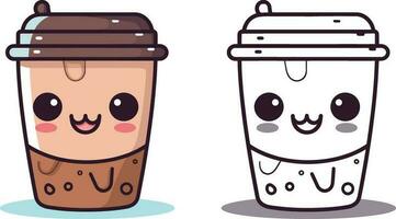 kawaii Kaffee Tasse Vektor Illustration Design. Kaffee Tasse