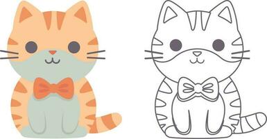 kawaii Katze eben Symbol Vektor. süß Katzenwohnung Illustration. süß kawaii Katze eben Illustration, Kunst, Symbole, und Grafik. vektor