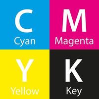 einfaches Vektor-cmyk-Farbmuster mit Farbnamenhintergrund mit Cyan-Magenta-Gelb und Schlüssel vektor