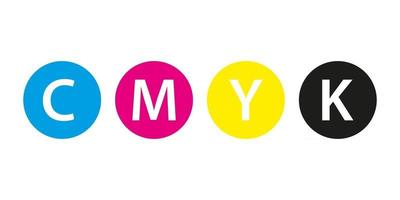 CMYK-Druckkonzept vier Kreise in CMYK-Farben Cyan Magenta Yellow Key Schwarz isoliert auf weißem Hintergrund vektor