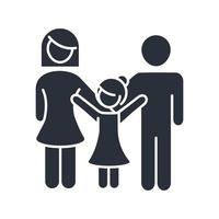 Vater Mutter und Tochter Glück Familientag Symbol im Silhouette-Stil day vektor