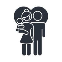 far och mamma som bär en liten son älskar familjedagsikon i siluettstil vektor