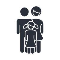 Papa Mama und Tochter zusammen Charakter Familientag Symbol im Silhouette-Stil vektor