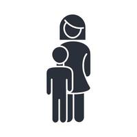 Mutter und kleiner Sohn Gefühle Familientag Symbol im Silhouette-Stil vektor