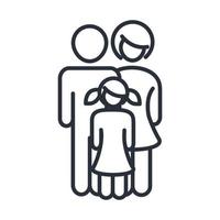 Papa Mama und Tochter zusammen Charakter Familientag Symbol im Umriss-Stil vektor