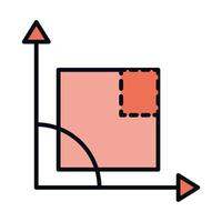 matematik utbildning skola vetenskap vinkel fyrkantig linje och fyll stil ikon vektor