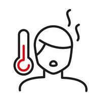 man avatar med feber och termometer linje bicolor stil ikon vektor design