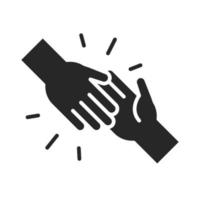 Spende Wohltätigkeitsorganisation Freiwillige Hilfe Soziale Händedruck Hilfe Silhouette Stil Symbol vektor