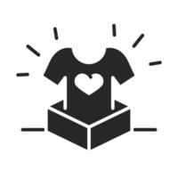donation välgörenhet volontär hjälp social skjorta hjärta i rutan silhuett stilikon vektor