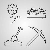 enkel uppsättning jordbruk och trädgårdsskötsel vektor linje ikoner