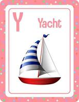 Alphabet Karteikarte mit Buchstaben y für Yacht vektor