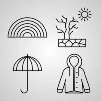 Wetterlinie Icons Set isoliert auf weiss. Umrisssymbole Wetter vektor