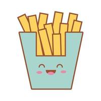 leckere Pommes Frites Fast Food Kawaii Line und Fill Style vektor