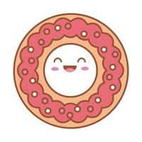 süße Donut kawaii Linie und Füllstilikone vektor
