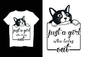 gerade ein Mädchen Wer liebt Katze t Hemd vektor