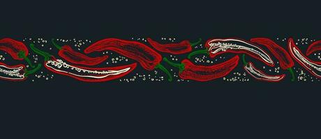 röd chili peppar gräns. vektor sömlös mönster