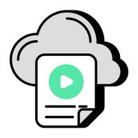 redigerbar design ikon av moln video fil vektor