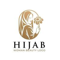 schön Hijab Frau Logo Vorlage vektor