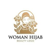 schön Hijab Frau Logo Vorlage vektor