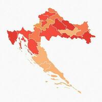 färgrik kroatien dividerat Karta illustration vektor