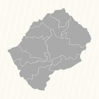 detailliert Karte von Lesotho mit Zustände und Städte vektor