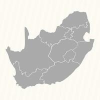 detaljerad Karta av söder afrika med stater och städer vektor