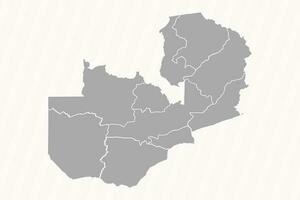 detaljerad Karta av zambia med stater och städer vektor