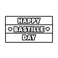 Bastille-Tag-Schriftzug mit Flaggenlinienstil vektor