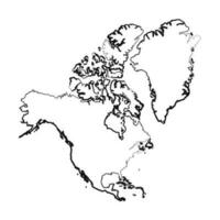 hand dragen fodrad norr Amerika enkel Karta teckning vektor