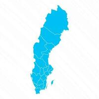 platt design Karta av Sverige med detaljer vektor