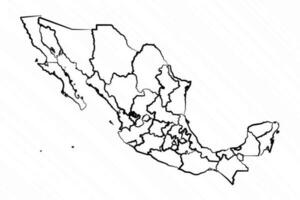 hand dragen mexico Karta illustration vektor