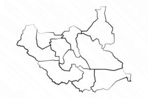 Hand gezeichnet Süd Sudan Karte Illustration vektor