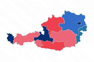 Mehrfarbig Karte von Österreich mit Provinzen vektor