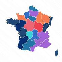 Flerfärgad Karta av Frankrike med provinser vektor