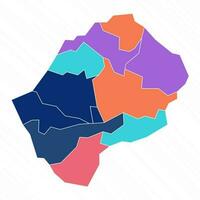 Flerfärgad Karta av lesotho med provinser vektor