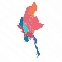 Mehrfarbig Karte von Myanmar mit Provinzen vektor