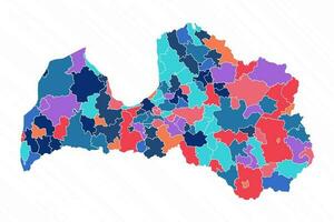 Mehrfarbig Karte von Lettland mit Provinzen vektor