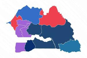 Flerfärgad Karta av senegal med provinser vektor