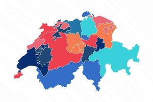 Flerfärgad Karta av schweiz med provinser vektor