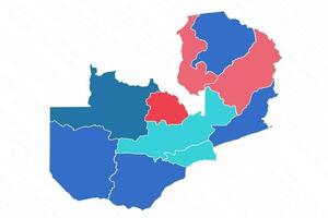 Flerfärgad Karta av zambia med provinser vektor