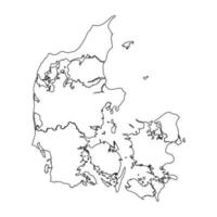 översikt skiss Karta av Danmark med stater och städer vektor
