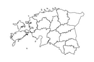 översikt skiss Karta av estland med stater och städer vektor