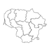 översikt skiss Karta av litauen med stater och städer vektor