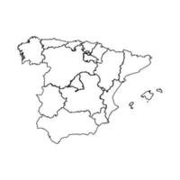 översikt skiss Karta av Spanien med stater och städer vektor