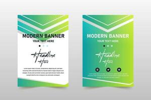 abstrakt elegant Gradient Grün Banner Vorlage mit Kurven vektor